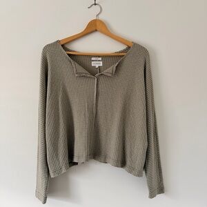 Blu Pepper Green Waffle Knit Thermal Top